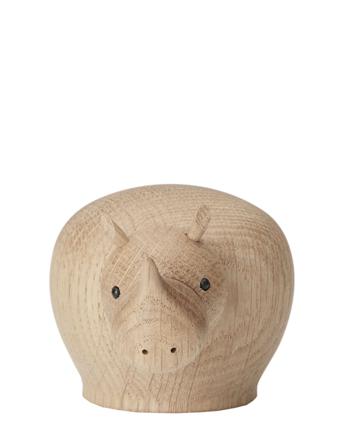 Rina Rhinoceros Home Decoration Decorative Accessories/details Wooden Figures Beige WOUD