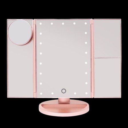 UNIQ Three Panel LED Lighted Makeup Mirror Rose Gold, Tøj & Bolig, Tilbehør, Makeupspejle