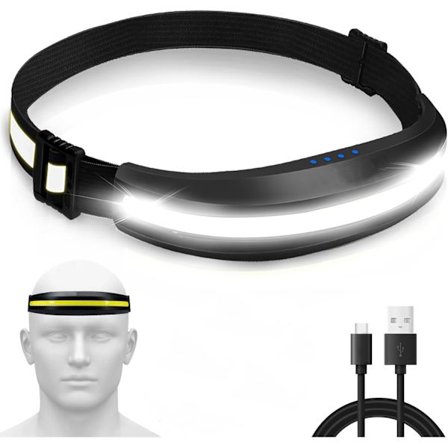 USB C Oppladbar Hodelykt 400 Lumen 270° Bred Stråle 30 Meter Rekkevidde Rødt Lys Modus for Utendørs Camping Fotturer Løping