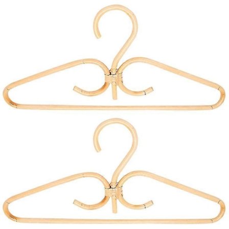 2 stk. Rattan Tøjstativ Naturlig Rattan Håndvævet 3 Hængere Tøj Dekoration 40x20cm