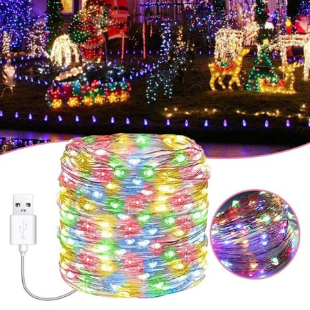 LED Fe-lys USB-drevne kobbertrådstrenglys Vandafvisende Farverige Stemningslys til indretning i soveværelse og spisestue