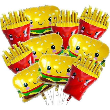10 stk. Pommes Frites Balloner Hamburg Balloner Mad Fødselsdag Folieballoner Til Fødselsdag Fastfood Snack