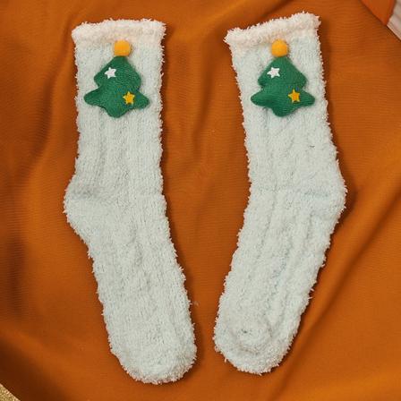2 St Super Soft Fuzzy Cozy Home Sovstrumpor Varm Tofflor Frukt Grön Julgran