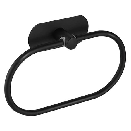 Sort Håndkleholder i Rustfritt Stål for Veggmontering, Moderne Oval, Punchfri Installasjon