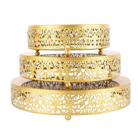 3PCS Dessertstativ Gyllent Dessertstativ Høy Fotsdesign Enkel Montering Godbitdisplay for Fest