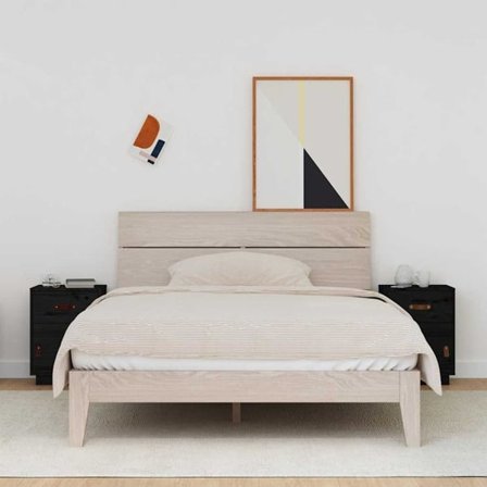 vidaXL Sängbord 2 st svart 40x34x55 cm massiv furu