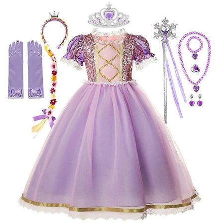 Disney Rapunzel Prinsesse Cosplay Kjole Pige Disney Tangled Halloween Fest Vestido Børn Fødselsdag Jul 2-10T JYF Rapunzel 16