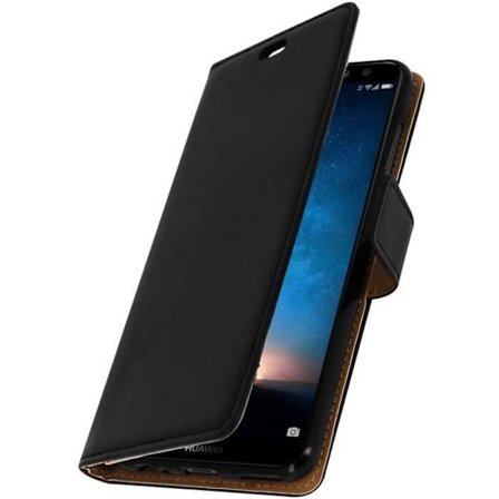 Etui Huawei Mate 10 Lite - AVIZAR - Portföljfodral med lock - Silikongel - Svart - Stödfunktion
