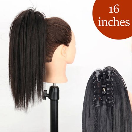 34 tommer syntetisk hestehale hårforlængelsesclips i falsk paryk-hårstykke Blond viklet rundt Pigtail Lang glat overhead hestehale