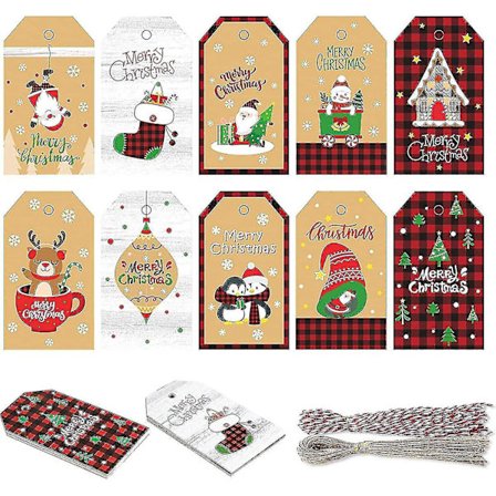 Kraft Julklappsetiketter 100 st Små Bruna Kraftpapper Julklappsetiketter För Jul