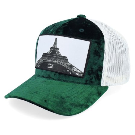 Calza Pennello - Grön trucker Keps - Eiffel Tower Velvet Green/Ivory A-frame Trucker @ Hatstore