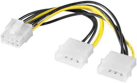 MicroConnect strømadapter - 4-pin intern strøm til 8-pins PCIe-strøm