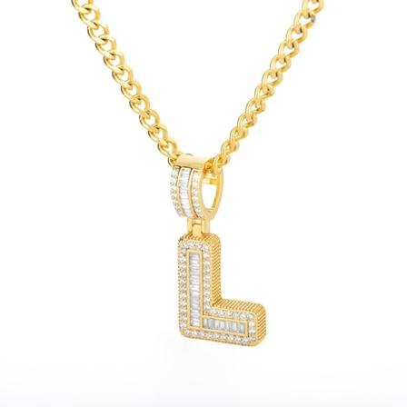 Strass Big Letter Halsband Kvinnor Män Alfabet Smycken Rostfritt stål Frost initialer Inledande hänge Halsband Vänner Gåvor Gold L
