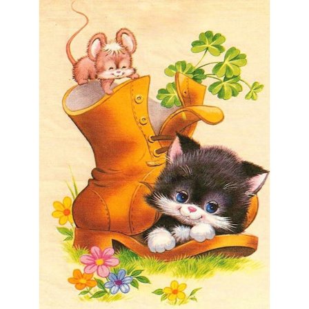 30x40CM Käsintehty 5D Taide Timanttimaalaus - Boots the Cat, su