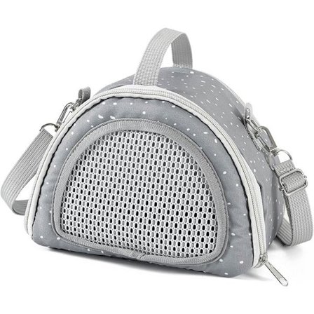 ING Multifunktionel Hamster Rejsetaske, Åndbar Rejsetaske til Smådyr med Skulderrem og Ventilationshuller, Grå