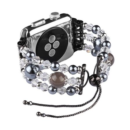 Apple Watch (45mm) tyylikäs akaattihelmi ranneke - Akaatti / Harmaa