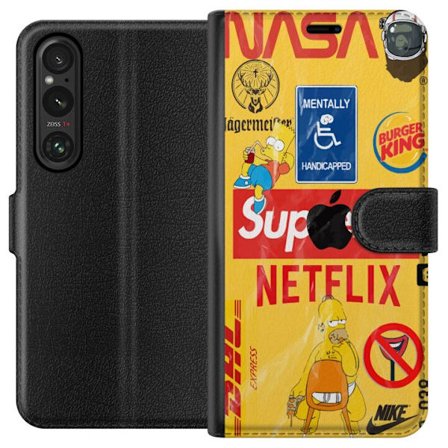 Yhteensopiva Lompakkokotelo Sony Sony Xperia 1 V Retro NASA kollaasi pop-kulttuuri-elementeillä, humoristista suunnittelua satiirisella katutaidetunn