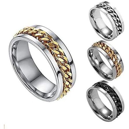 3 stk flaskeåpnerring, metallflaskeåpnerringer flaskeåpner korketrekker ølringer, herre smykker europeisk stil roterende kjede stålring