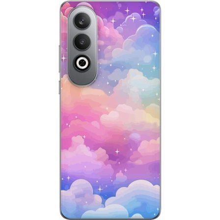 Kompatibelt Mobildeksel til OnePlus Nord CE4 Søt enhjørning med regnbuefarget hår mot en stjernebelagt pastellbakgrunn i kawaii-stil