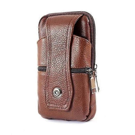 Lær Midjeveske Hofte Fanny Pack Reiseveske Mobiltelefonlomme for Menn gul brun krokfeste