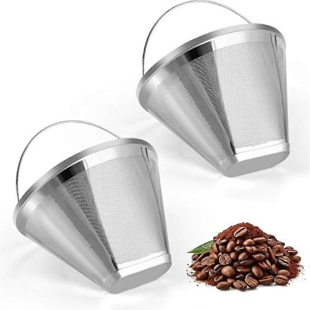 2-pack rostfria kaffefilter, 4 Kon Permanent Kaffefilter