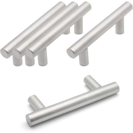 5-pack Borstad Nickel Rostfritt Stål 64mm Hålcentrum Kökskåp T Bar Handtag Möbel Lådhandtag Skåpsknoppar