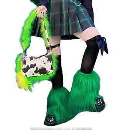 Tekoturkis Säärystimet Naisten Talven Lämpimät Turkis Saappaansuojukset, Mukavat, Joulu, Halloween, Juhlat, Cosplay Puku Vihreä 15CM