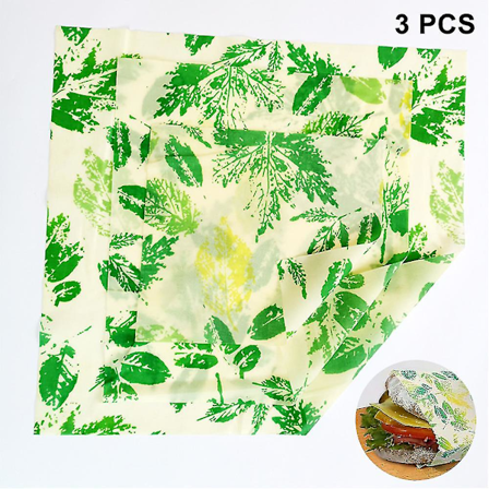 3-delt sett med bivokskluter, gjenbrukbare organiske matinnpakningskluter for sandwich, ost, kjøkkenoppbevaring