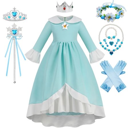 Daisy Princess Klänning Flicka Tecknad Film Cosplay Kostym Sommar Barn Orange Festkläder 2-10 År Halloween Maskeradkläder Rosalina Set 02