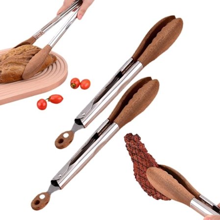 Kjøkkentang, York valnøtt tretang, rustfritt stål sklisikker valnøtt salattang, miljøvennlig salattang