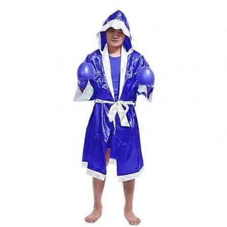 Miesten Nyrkkeilytakki MMA-Nyrkkeilyottelu Muay Thai Miesten Huppuinen Pitkähihainen Takki Yhtenäinen Puku - WELLNGS Sapphire Blue L
