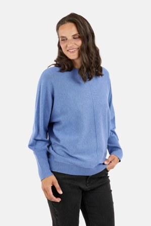 SIGNATURE - Langærmet Strik - Mellem Blå