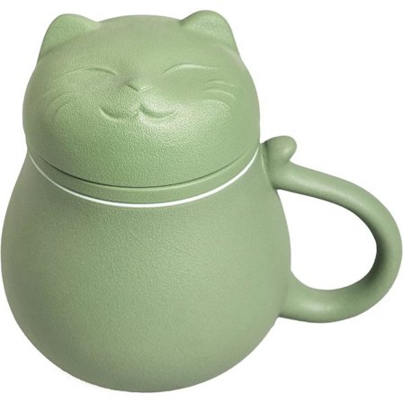 1 stycke (Grön) Keramisk Tekopp med Infuser och Lock (301-400ml),