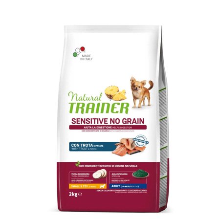 Natural Trainer Sensitive No Grain Small & Toy Adult Con Trota