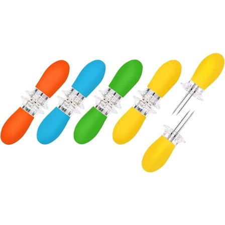 Majsholdere, 10 stk. majskolbeholdere i rustfrit stål, majsholdere til grill, grillspyd til madlavning og fester derhjemme