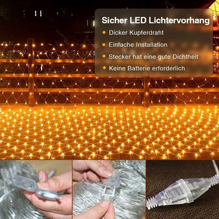 200 LED lysnett 3 x 2 meter LED-lyskjede vanntett 8 KLB