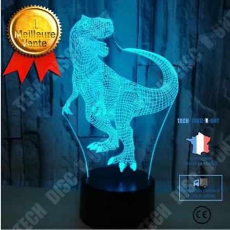 TD Small Dinosaur 3D bordslampa, färgglad Touch Stereo Vision