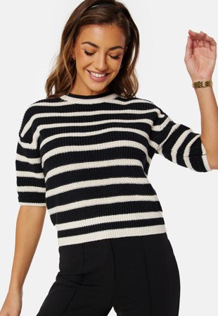 VERO MODA Fabulous 2/4 O-Neck Pullover Black Stripes W BIRC Klær