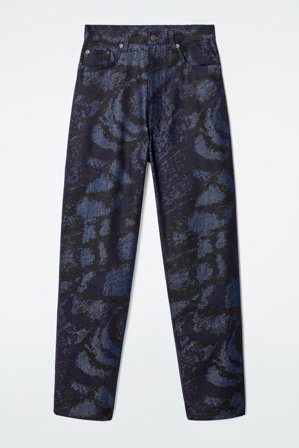 COS Women's Bay Jacquard Barrel Leg Jeans in Blue
