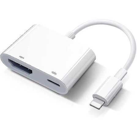 Apple Lightning Digital AV-adapter, Apple MFi-certificeret Lightning til HDMI-adapter, HDMI-kabeltilslutning 1080p, synkroniser skærm til TV/HDTV/...