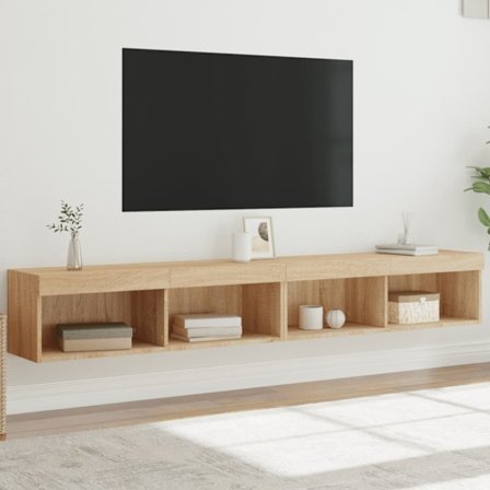 Tv-bänk med LED-belysning 2 st sonoma-ek 100x30x30 cm