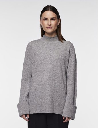 YAS Yasemilie Highneck Knit Pullover S. Noos - Grey - XL