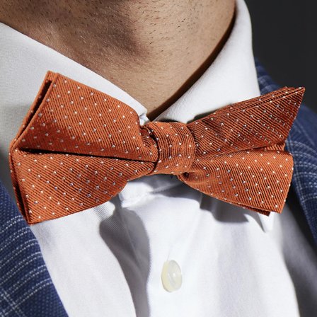 Pajarita de seda color cobre con lunares para hombres - Pajaritas preatadas