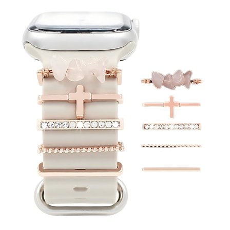 Klockarmbandsberlocker, Chic Eleganta Sten Diamant Armbandsaccessoarer (Inget Armband)-Vit Sten-Roséguld