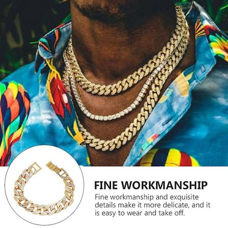 Cubansk lenkekjede is ut kjede bling rhinstein halskjede hiphop-stil, gylden