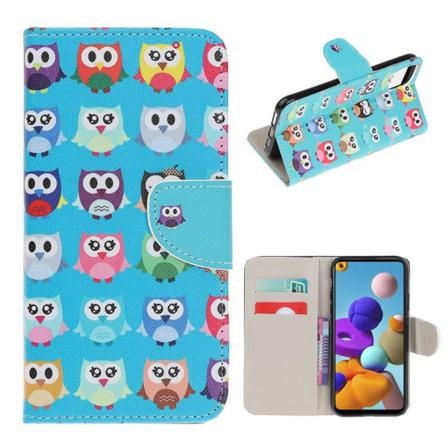Wonderland Samsung Galaxy A22 5g Flip Etui - Søde Ugler Blue
