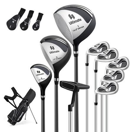 COSTWAY Golf Sæt 9 Stk Mand Venstrehåndet - Fairway Wood #3, Hybride #4, Jern #6, #7, #8, #9 Putter Sort