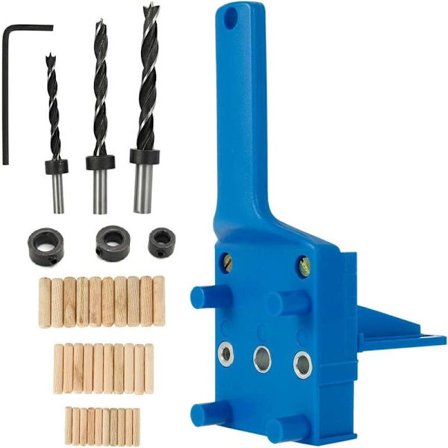 Set med 38 delar av dymlingsborrningsjigg, trädymlingsborrningsguide med parallellanslag, dymlingsjiggsats med dymlingscentreringsanordning 6 mm/8 mm/