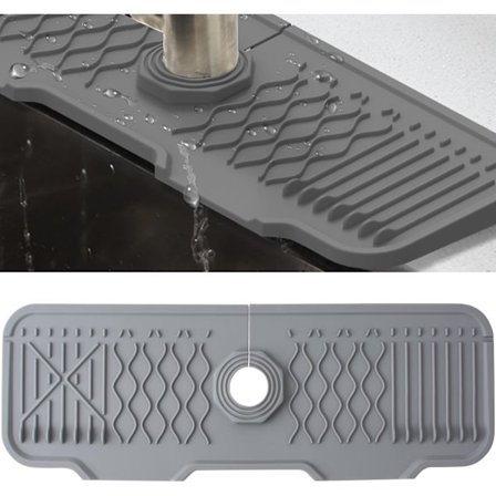 Silikone Vandhane Måtte, Foldbar Drypbakke & Stænkskærm med Skridsikker Base til Køkkenvask, Badeværelsesbordplade Beskyttelse