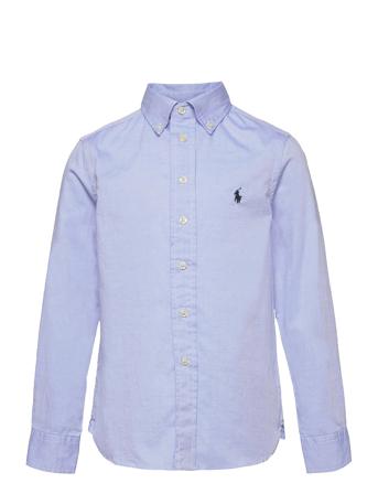 Slim Fit Cotton Oxford Shirt Tops Shirts Long-sleeved Shirts Blue Ralph Lauren Kids